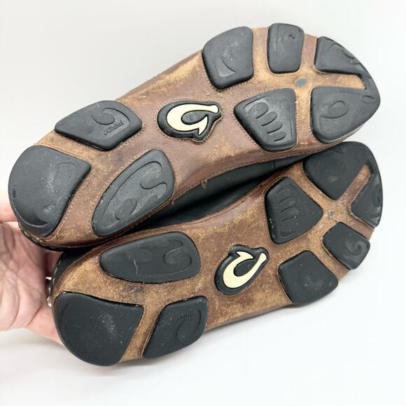 Olukai Moloa Slip On Leather Loafer Shoe In Black/ Toffee Sz 12 Business Casual - Picture 12 of 12